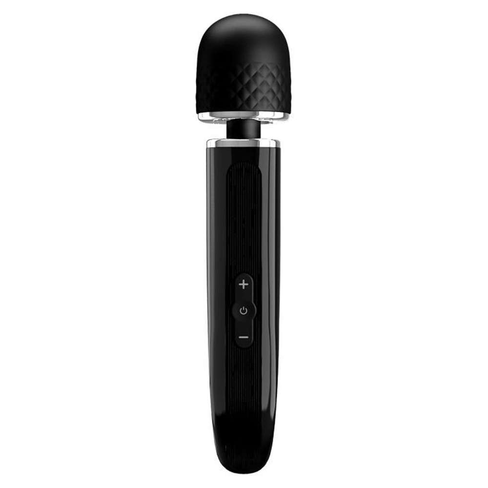 Черный мощный жезловый вибратор с изогнутой ручкой Charming Massager - 24 см. (Цвет: черный)