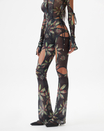 BLACK FLORAL MESH TROUSERS