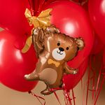 Шар (33''/84 см) Фигура, Мишка с сердцем, 1 шт.