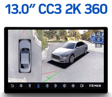 Магнитола для Honda CR-V 4 2012-2016 (большая рамка 10) - Teyes CC3-2K-360 монитор 13" 2K QLED на Android 10, 6Гб+128Гб, CarPlay, 4G SIM-слот, 4 камеры в комплекте