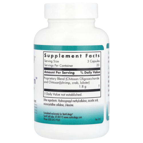 Nutricology, MicroChitosan™, олигосахарид хитозана, 60 растительных капсул