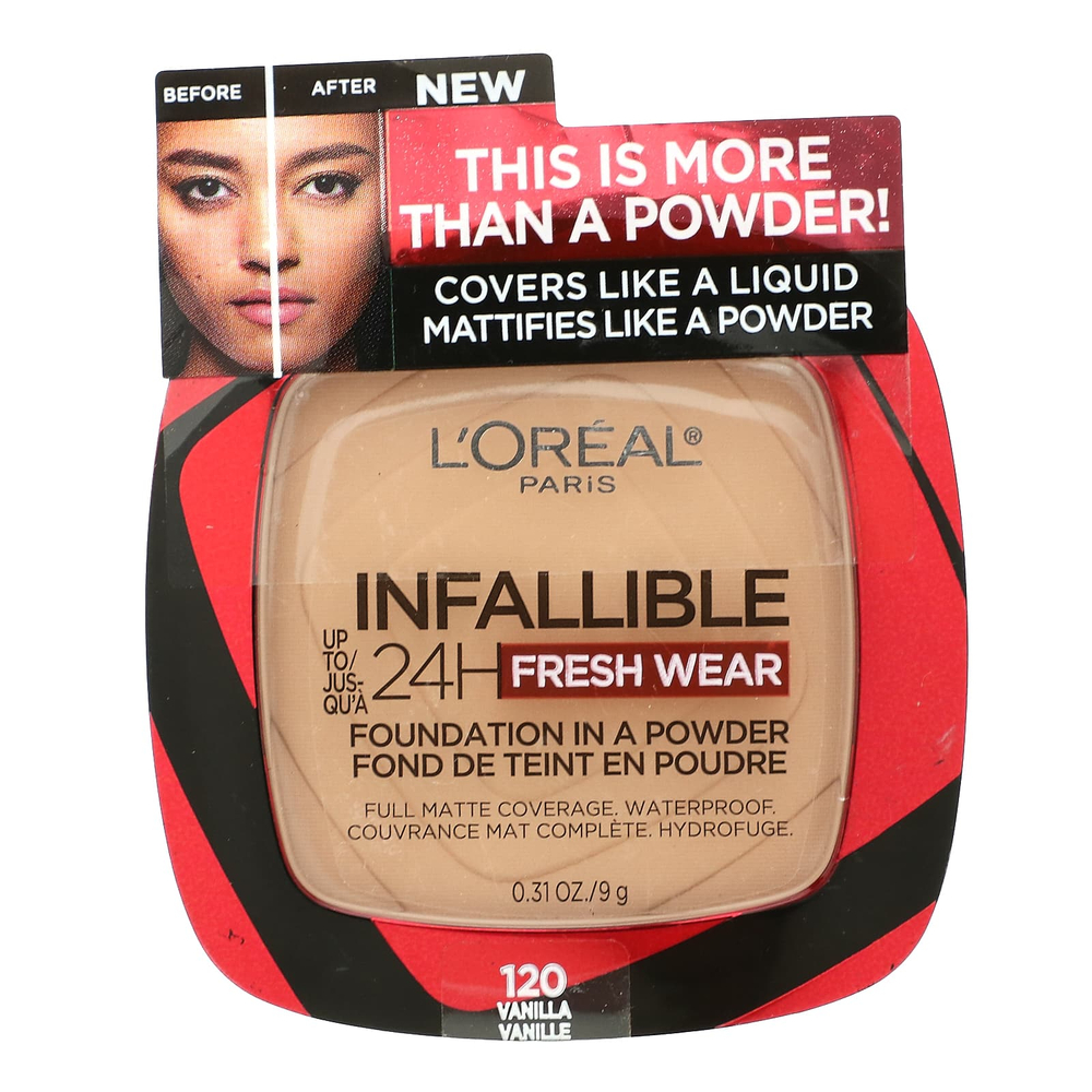L'Oréal, Infallible 24H Fresh Wear, Тональный крем в порошке, 120 ваниль, 0,31 унции (9 г)