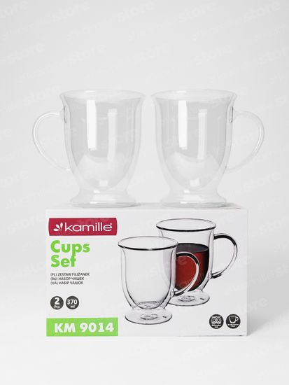Набор стеклянных чашек 2 шт. 370 мл. Kamille KM 9014 с двойными стенками