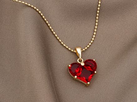 Подвеска Сердце 14,5мм, с красным кристаллом