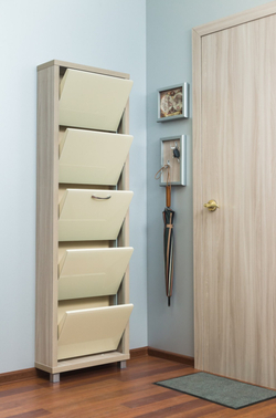 Обувница в прихожую компактная для обуви Люкс 5 капучино стекло ясень шимо