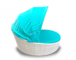 Лаунж-диван плетеный Tagliamento Shell-sunshade, белый, бирюза