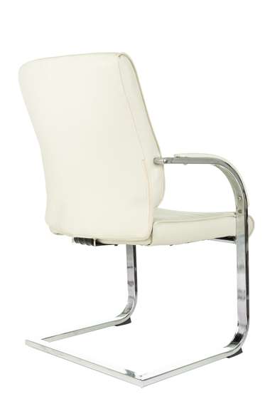 Кресло Бюрократ T-8010-LOW-V слоновая кость эко.кожа низк.спин. полозья металл хром