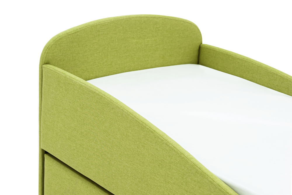 Детская мягкая кровать с ящиком Бельмарко Letmo авокадо рогожка