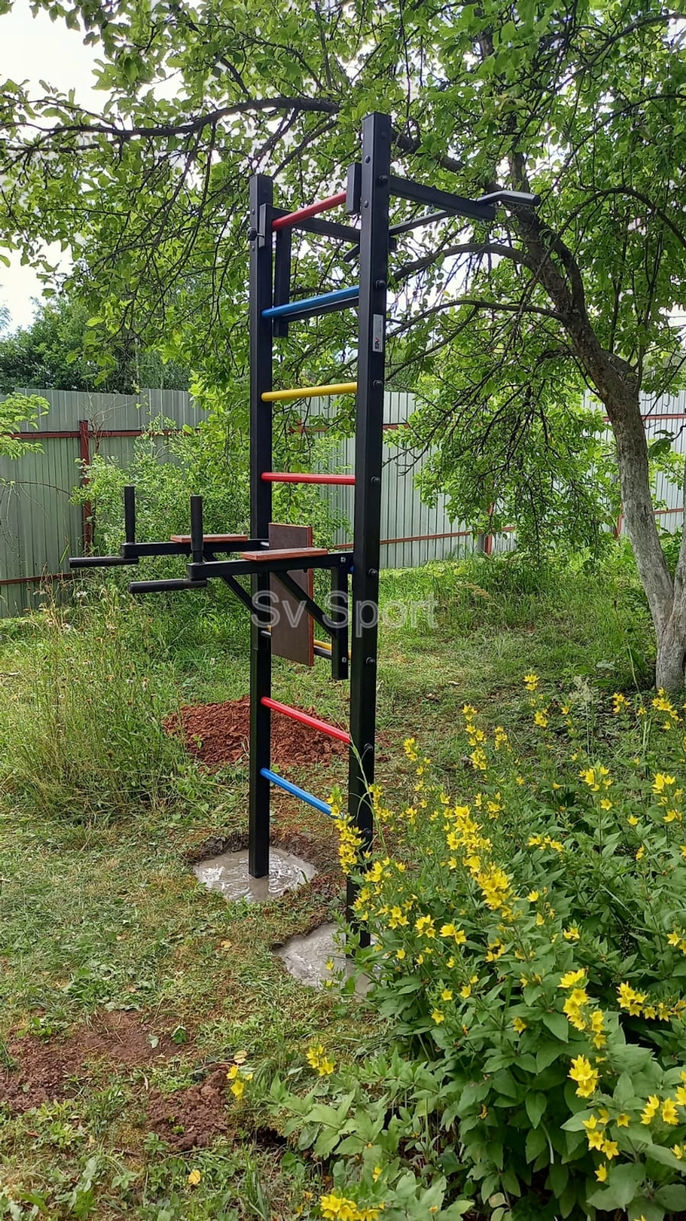 Монтаж уличной шведской стенки Sv Sport (2 вертикальных столба)