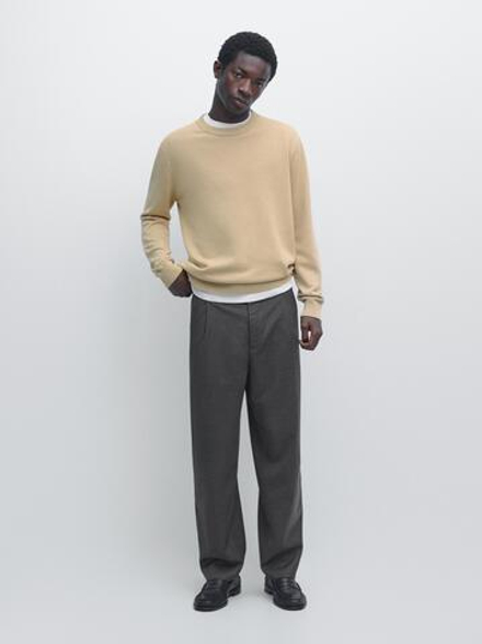 Massimo Dutti Брюки с вытачками из шерстяной смеси, серый