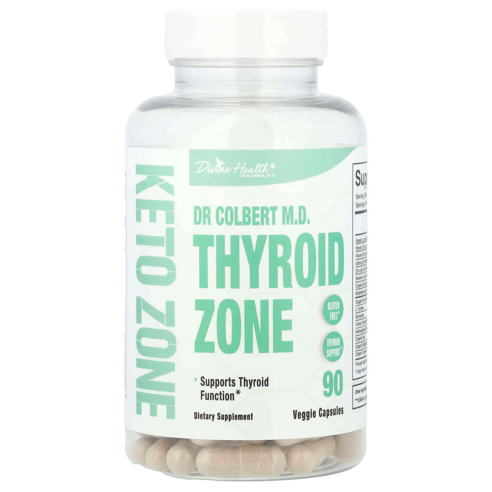 Divine Health, доктора медицины Кольбера Thyroid Zone, 90 растительных капсул