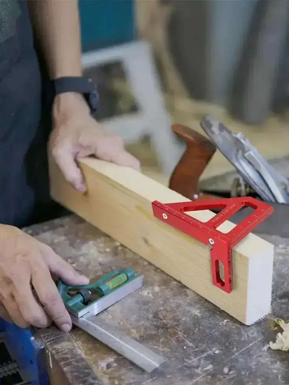 Линейка/угольник 112мм х 64мм, Угольник столярный, Алюминий