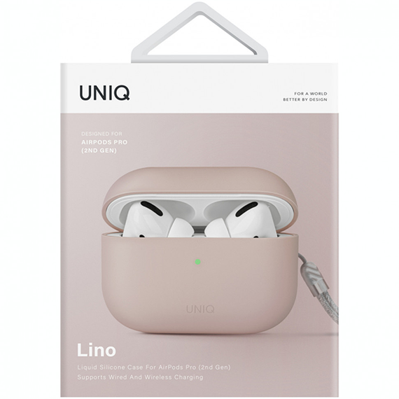Чехол Uniq Lino Liquid silicone для AirPods Pro 2, розовый (AIRPODSPRO2-LINOPNK)