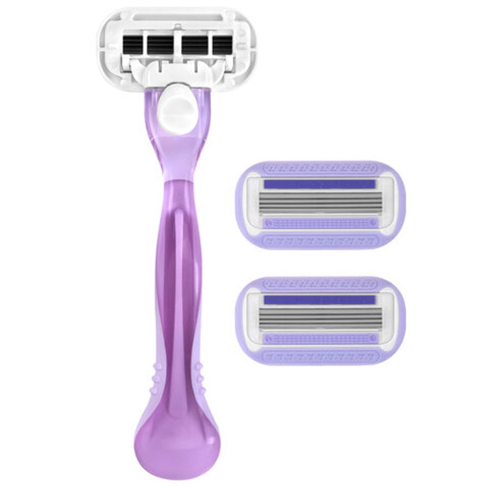 Бритвенный станок многоразовый женский, 4 лезвия, 2 кассеты, плавающая головка, X-ONE (ИКС-УАН), 700018