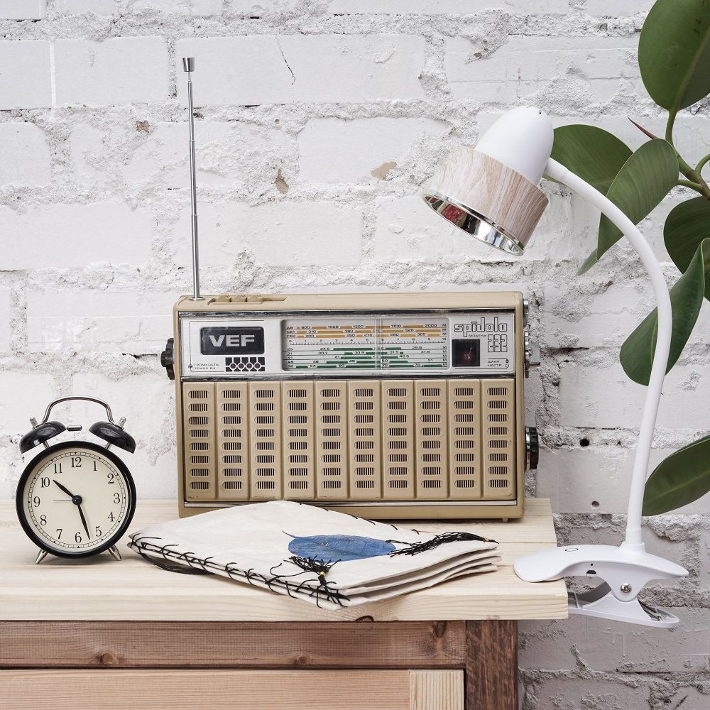 TLD-557 Brown-LED-350Lm-5500K-Dimmer Светильник настольный прищепка. 5W. Сенсорный выключатель. Коричневый. ТМ Uniel