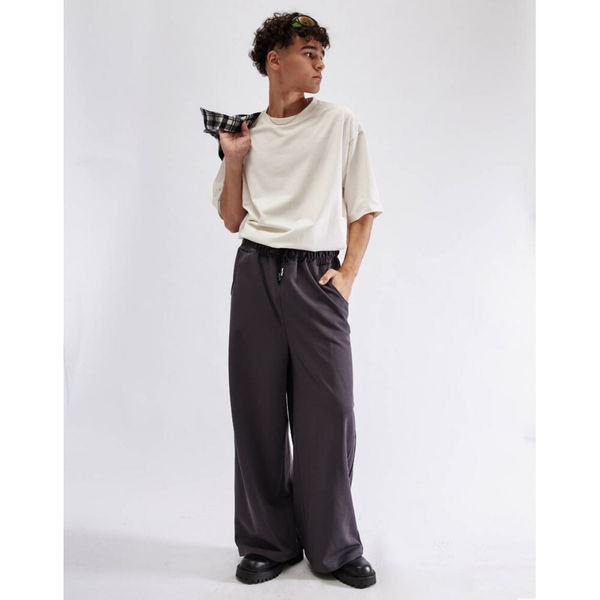 Брюки широкие серые - фото 3