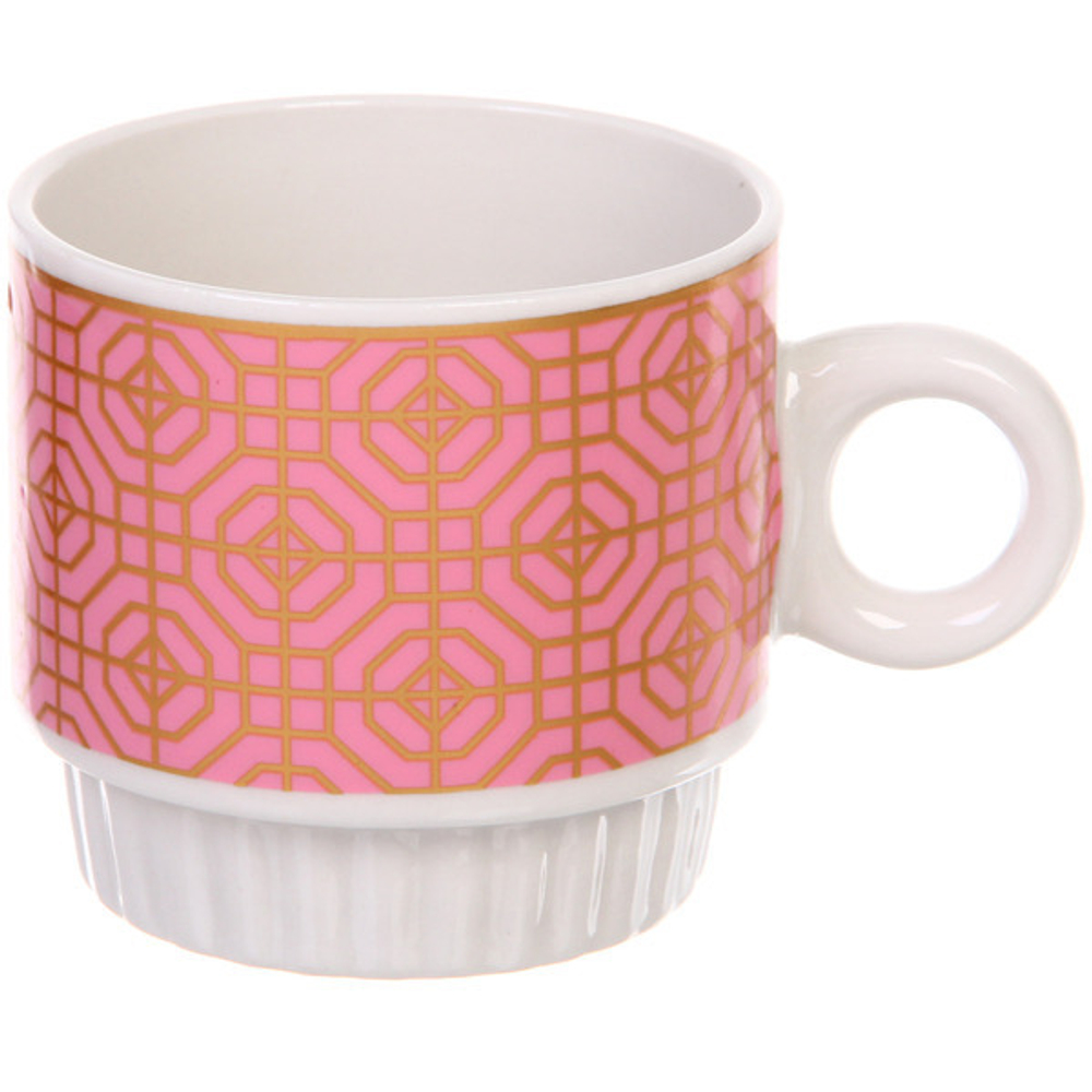 Набор кружек на стойке 280мл «Золотой узор», цвет розовый
