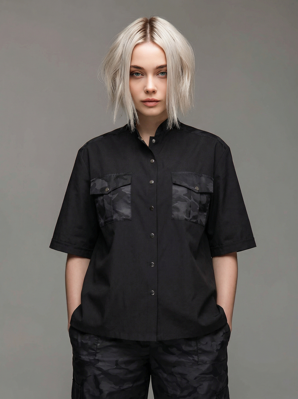 Рубашка для парикмахера Виктория с накладными карманами