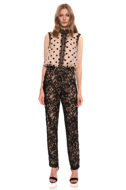 Шелковый топ в горошек