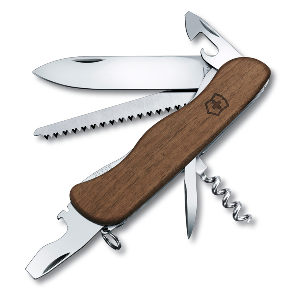 Нож Victorinox Forester, 111 мм, с деревянной ручкой, 10 функций, 0.8361.63