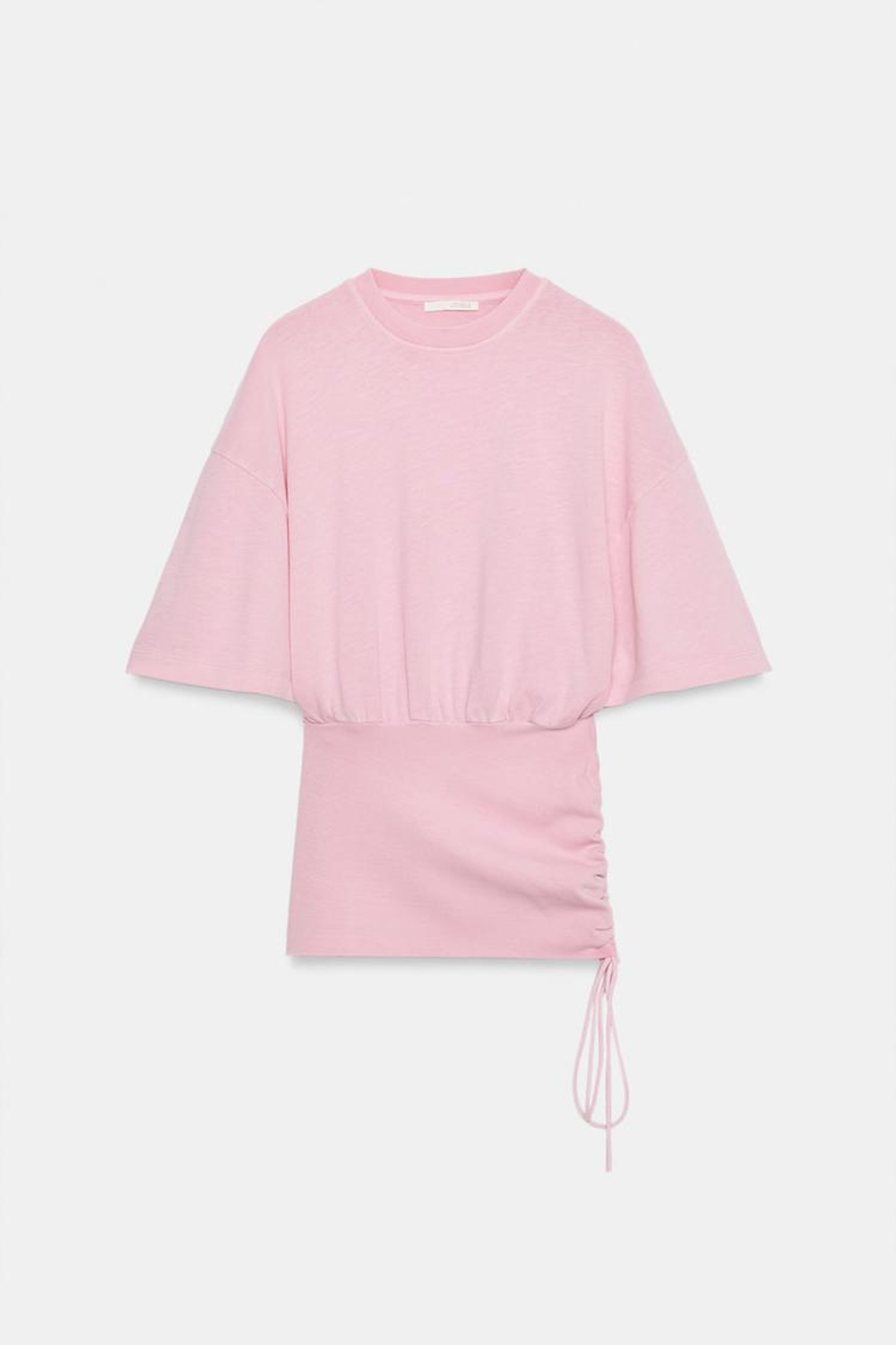 ZARA ТОП ИЗ ФЛАМЕ С ПОЯСОМ, РОЗОВЫЙ