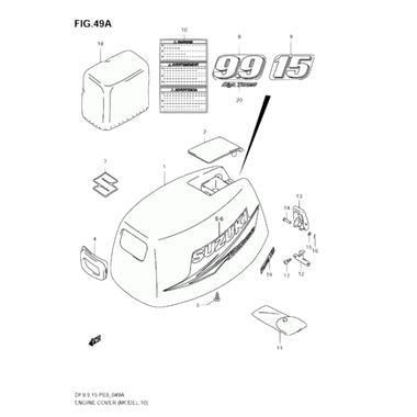 Suzuki 61435-94J30-0000 Наклейка капота Задняя ( 15 ) Оригинал