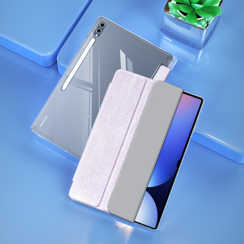Чехол книжка фиолетового цвета от Dux Ducis для Samsung Galaxy Tab S9 Ultra, Tab S10 Ultra и Tab S8 Ultra, серия Unid Series Case, с держателем стилуса и функцией автоматического перехода в спящий режим