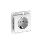 GLOSSA РОЗЕТКА с заземлением со шторками, 16А, механизм, быстрозажим. клем., БЕЛЫЙ