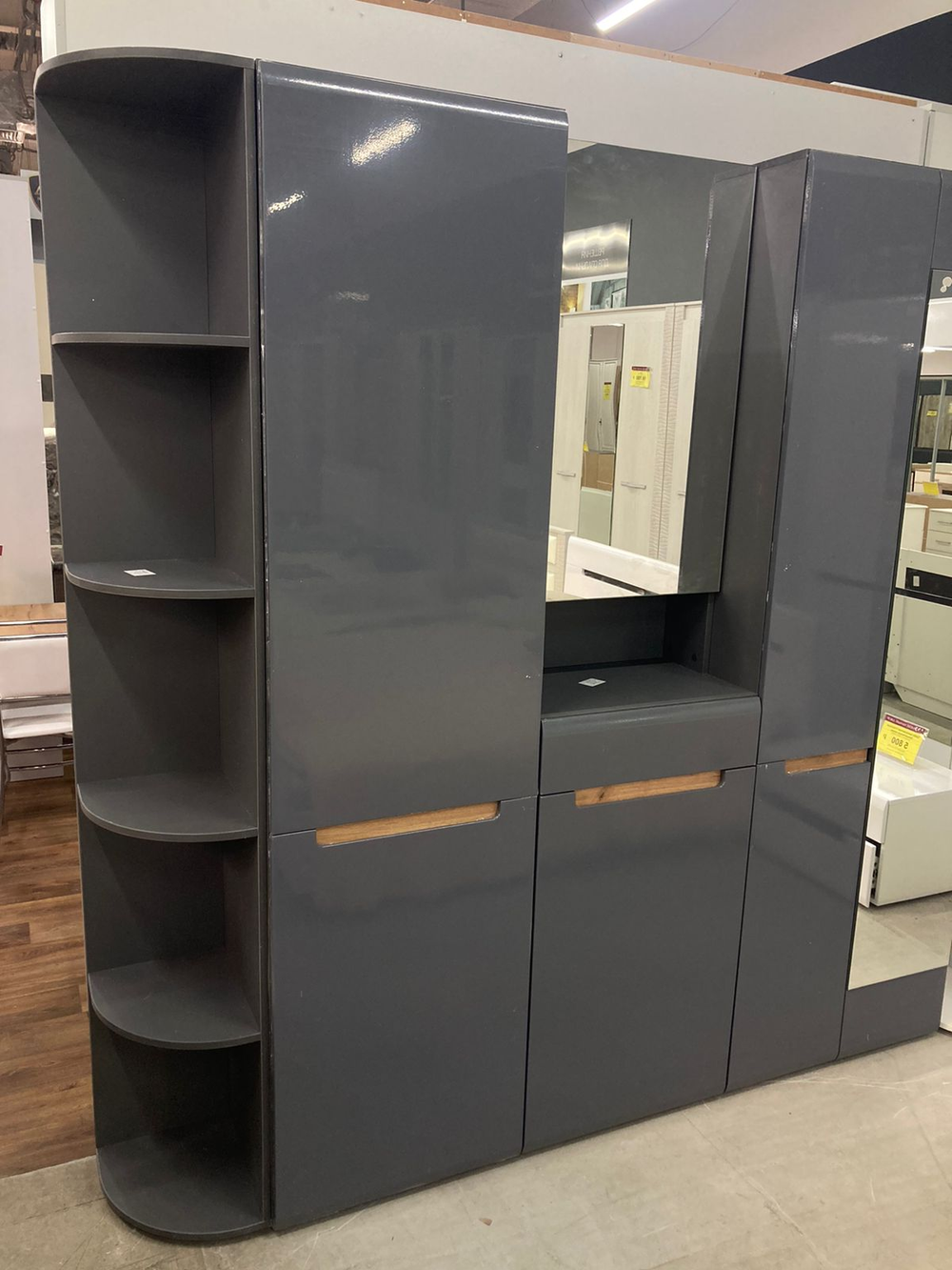 Стеллаж Стокгольм серый графит/графит глянец (380)