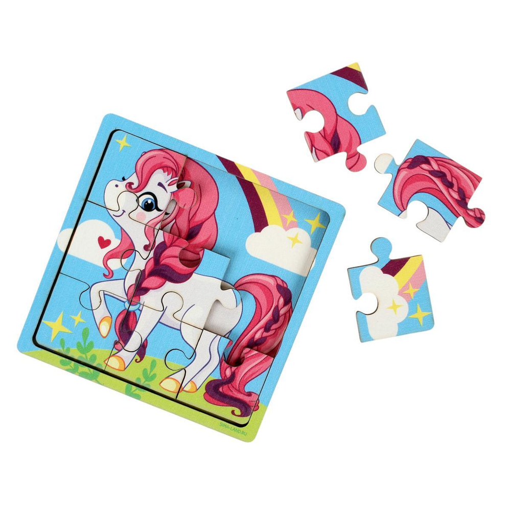 Головоломка-пазл в рамке. Игры в дорогу "Пони с радугой" П 300 4930519 (Лесная мастерская)