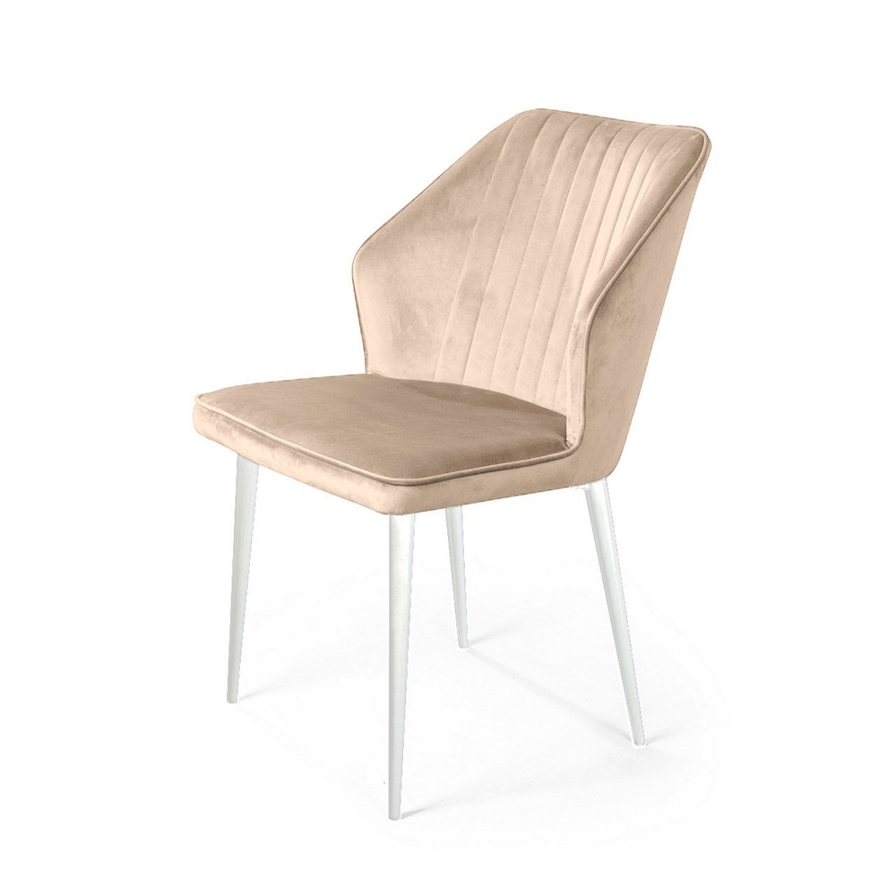 Стул Berg, бархат светло-бежевый 2 / белый конус