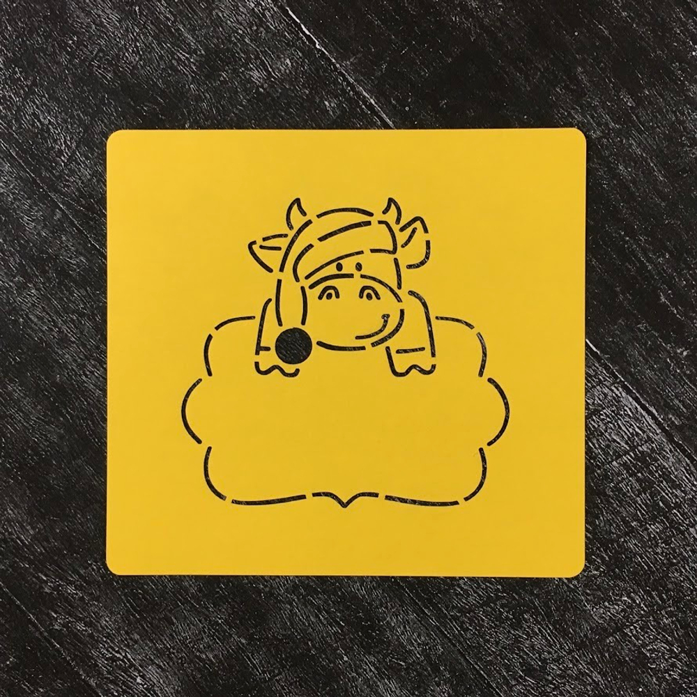 Бык №38 с большой табличкой