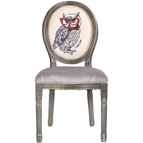 Стул "Сова" 48х46х96см, дерево/полиуретан/велюр/лён