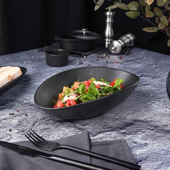 Салатник 700 мл 25*16 см h6,4 см Wave Up Smooth Black Raw Stellar P.L. Proff Cuisine [1]