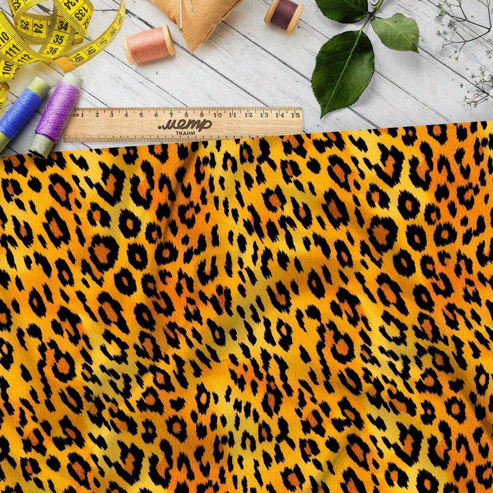 Ткань премиум дюспо звериный леопардовый принт