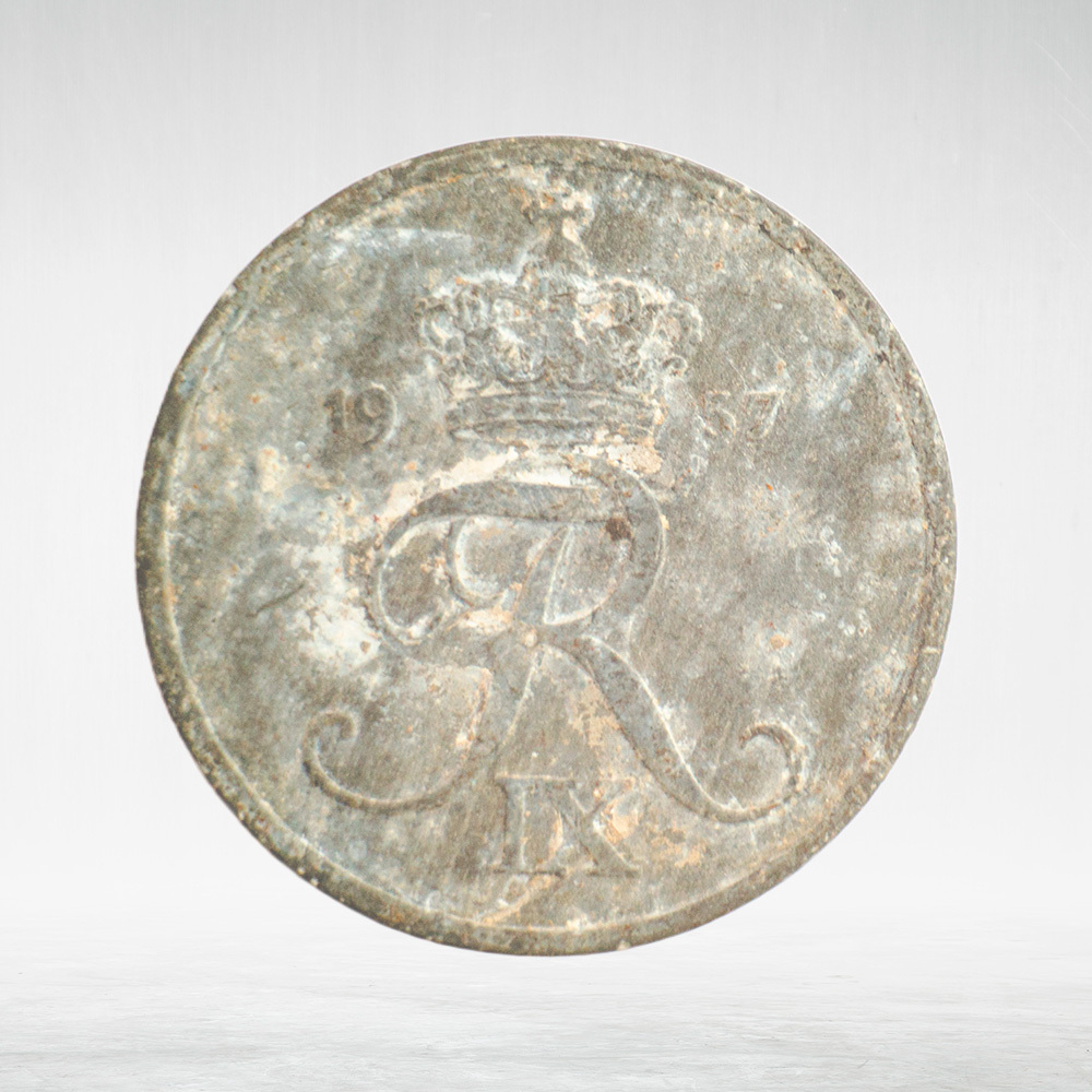 Denmark, 2 Øre - Frederik IX, 1957, F