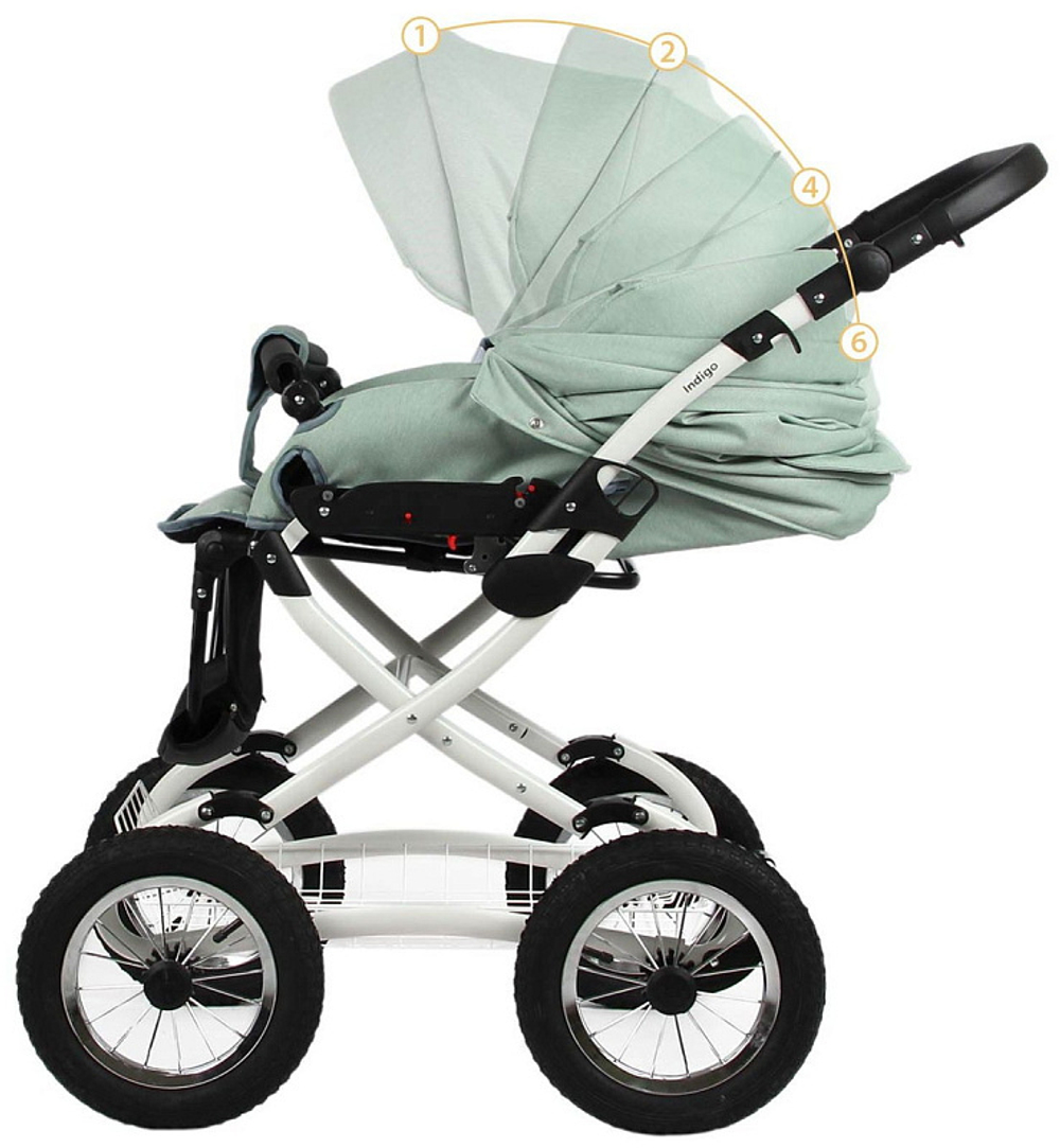 Детская коляска Indigo Barbara 21 Classic 3 в 1 с автокреслом Avionaut Cosmo Ba02 шалфей