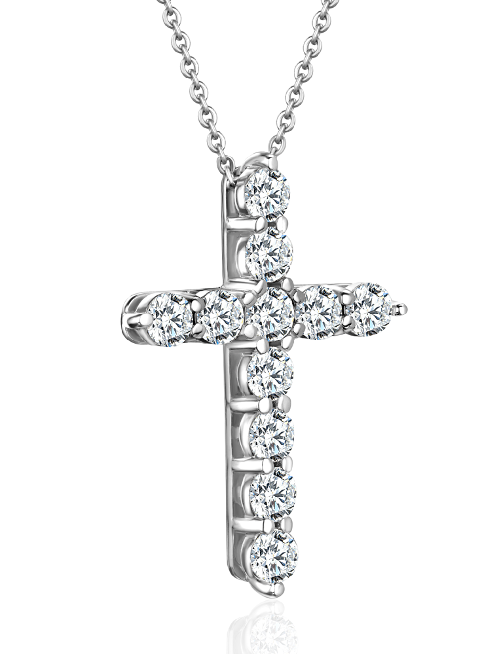Колье "крест" с природными бриллиантами 3.5 мм