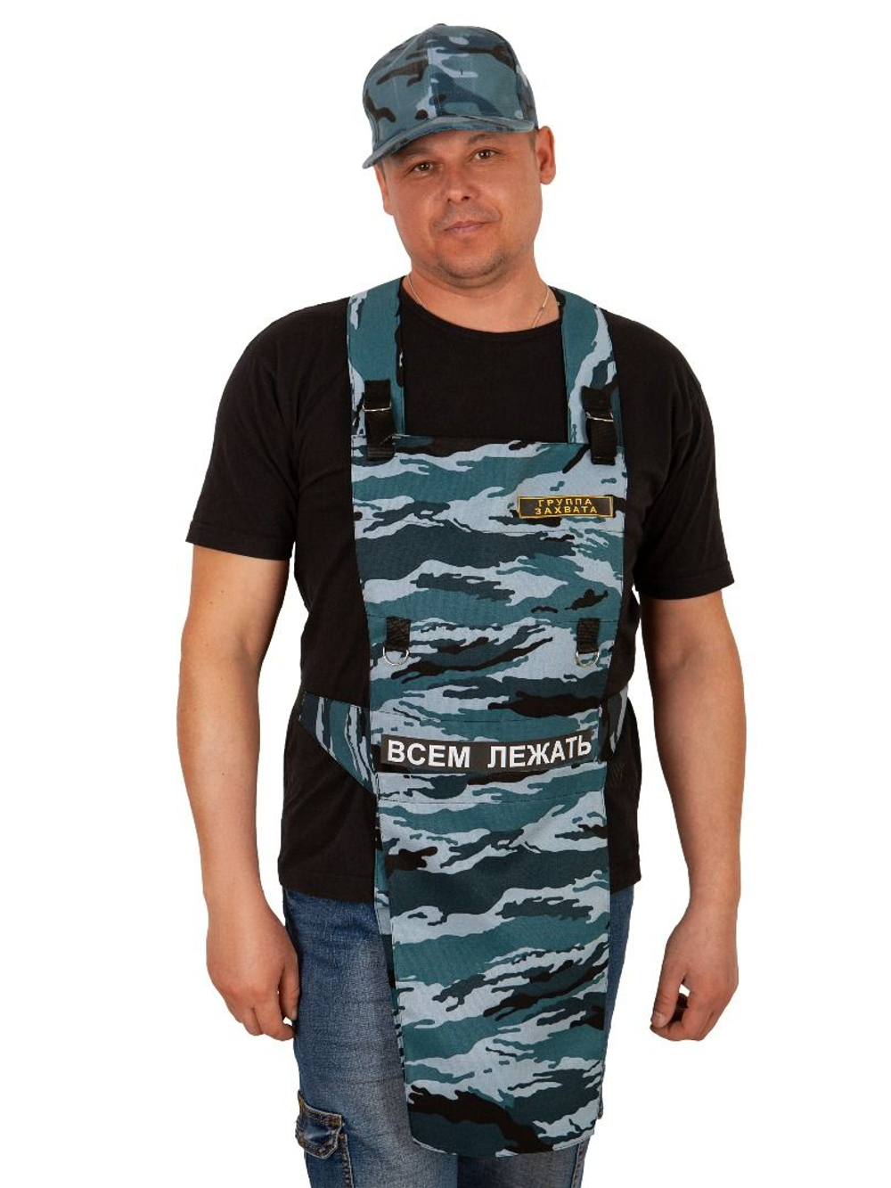 Фартук Группа захвата с фаллосом (Цвет: синий камуфляж)