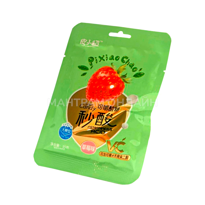Драже кислое PixiaoChao Instantaneous Sour Candy вкус клубника 15 г