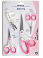 Набор ножниц 20,3, 12,7 и 10,2 см и ножницы - сниппер для обрезки нитей, цвето розовый/белый
