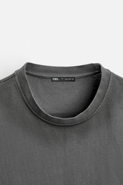 ZARA ФУТБОЛКА ИЗ ТКАНИ С ЭФФЕКТОМ ПОТЕРТОСТИ БЕЗ РУКАВОВ, ТЕМНЫЙ АНТРАЦИТ