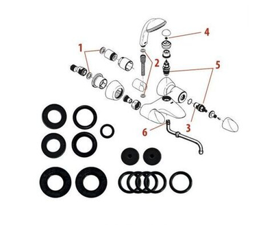 Набор прокладок для кнопочного смесителя