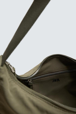 ZARA НЕЙЛОНОВАЯ СУМКА, ЗЕЛЕНЫЙ