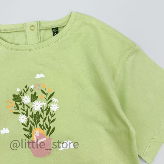 Футболка хлопковая "Летние цветы" сочный лайм