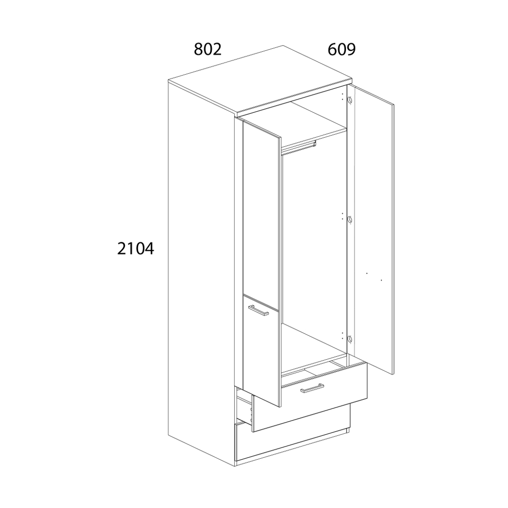 DOORSET, Шкаф 2DG2S. Цвет ДУБ НАВАРРА