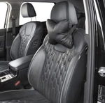 Подушка на подголовник 30”20*7 см, экокожа, цвет: чёрный