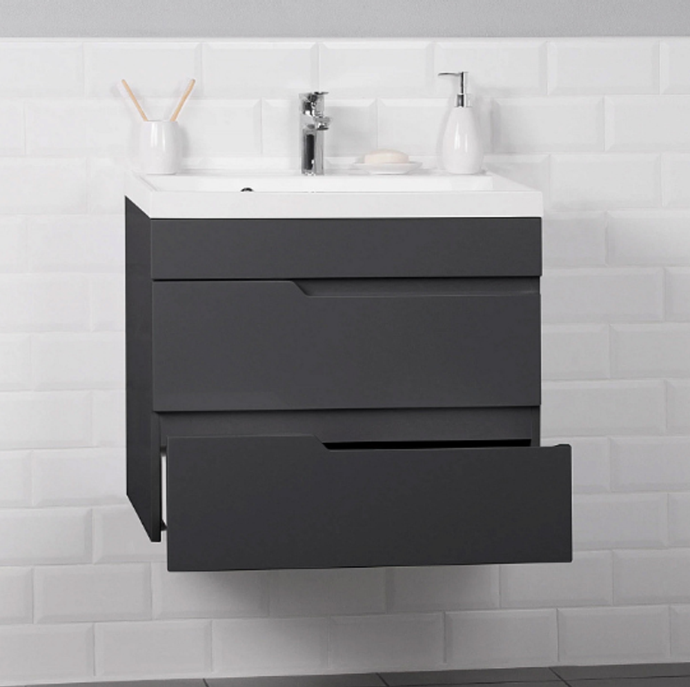 Комплект тумба Sky 60 (600х450х560) с раковиной Clarissa 60 Графит