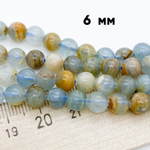 Кальцит голубой, размер около 6,3-6,4 мм, цена за 14-15 шт (1/4 нити)