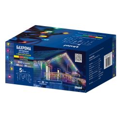 ULD-B5007-300-TBK MULTI IP67 Бахрома светодиодная с эффектом мерцания. 5м. Соединяемая. 300 светодиодов. Красный. желтый. синий. зеленый свет. Провод черный. TM Uniel